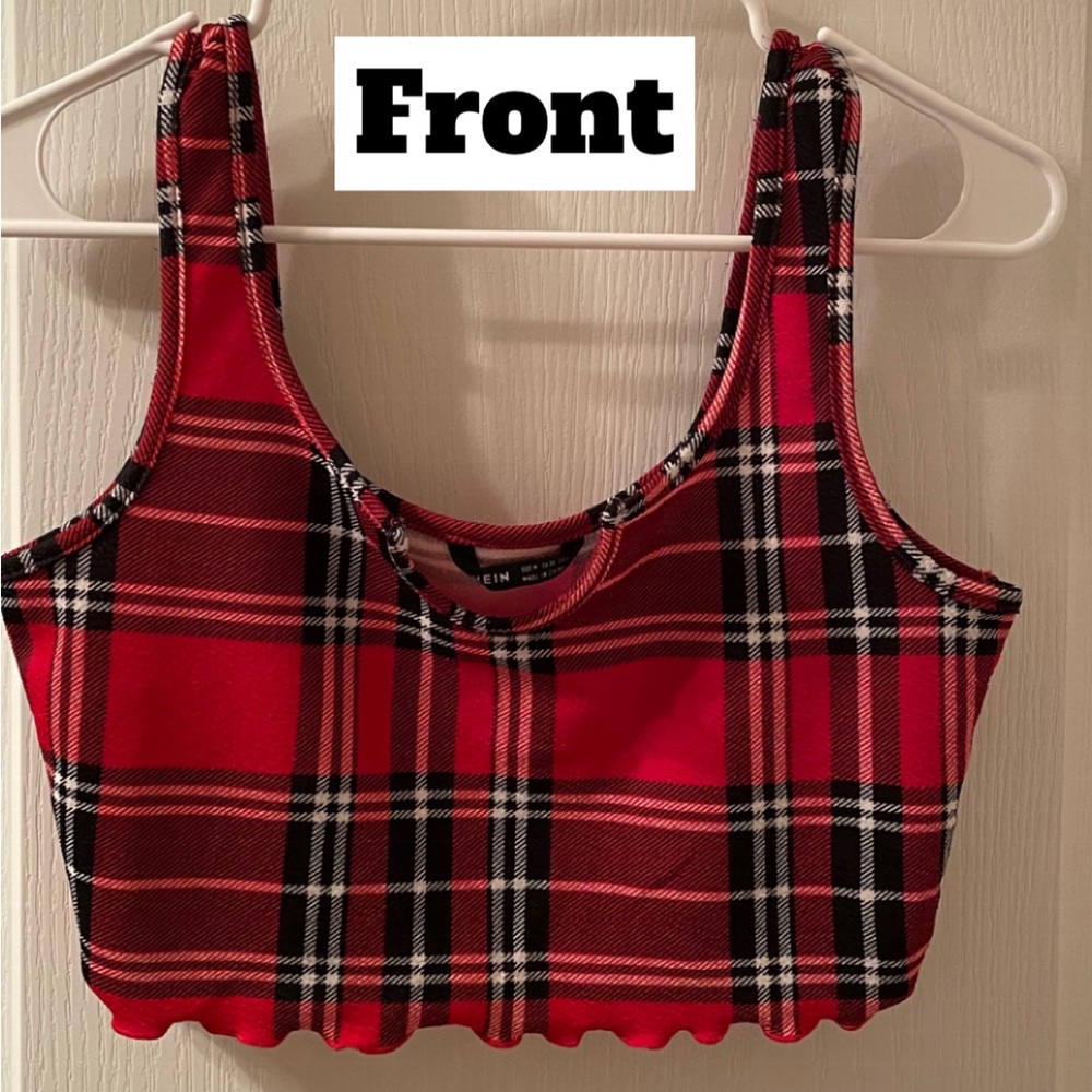 Red plaid crop top